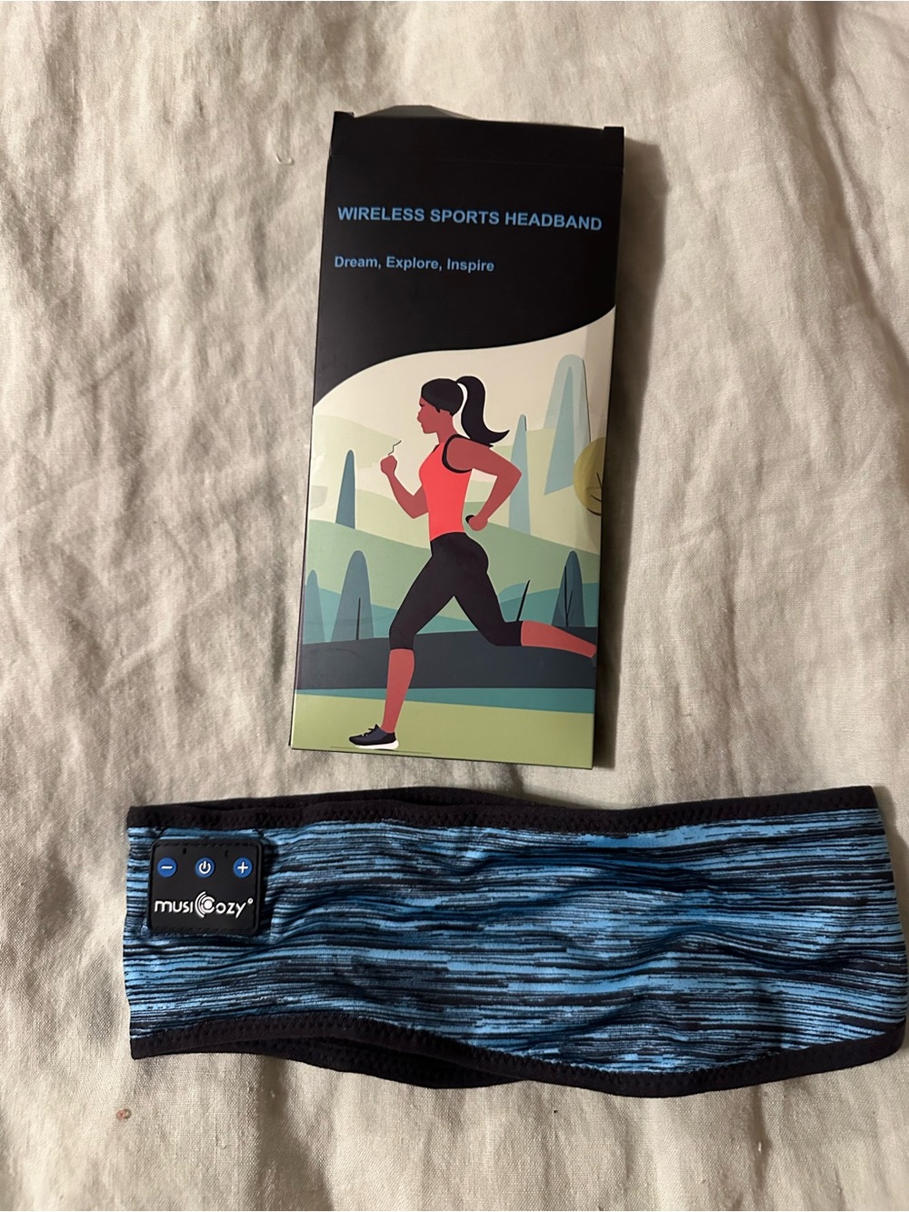 Women's Blue Patterned Wireless Headband